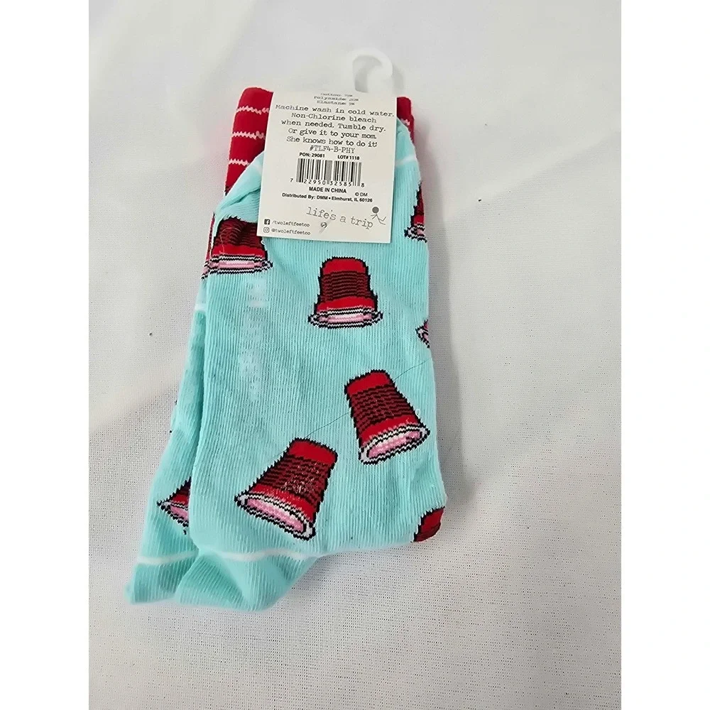 Two Left Feet Sock Co Party Hardy Red Cup Socks Blue Big Feet Mens 8.5-13 NEW